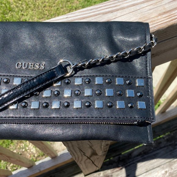 Guess envelope clutch w/ silver & black studs, - Picture 6 of 10